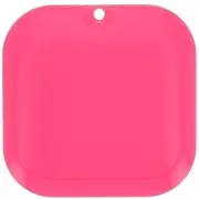 Lentejuela cuadrada redondeada de metal y resina epoxi 22 mm - Rosa fluorescente x1