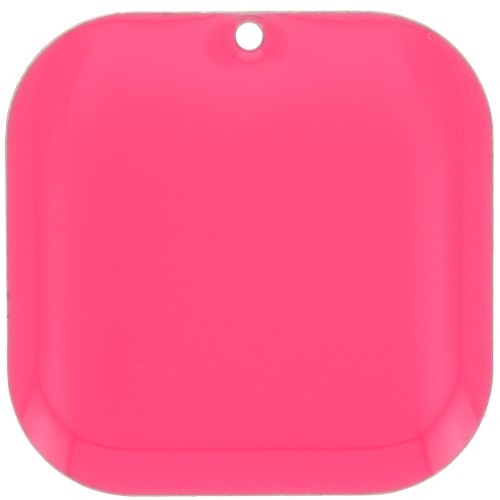 Lentejuela cuadrada redondeada de metal y resina epoxi 22 mm - Rosa fluorescente x1