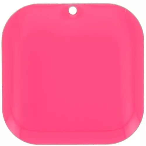 Lentejuela cuadrada redondeada de metal y resina epoxi 22 mm - Rosa fluorescente x1