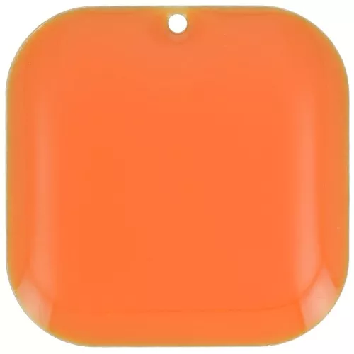 Lentejuela cuadrada redondeada de metal y resina epoxi 22 mm - Naranja x1