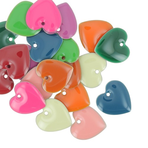 Resina epoxi lentejuelas corazón surtido 15 mm - Multicolor x20