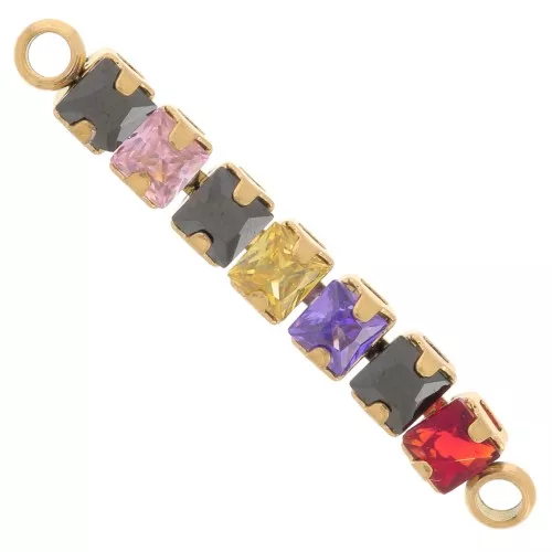 Barra espaciadora 28x4mm óxido de circonio - Acero inoxidable 304L Dorado - Multicolor x1