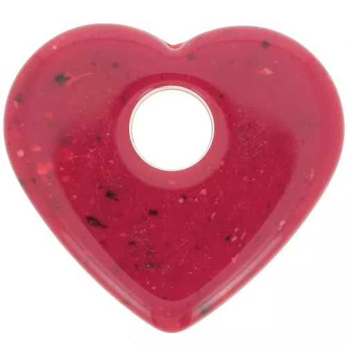 Colgante corazón acrílico opaco 27x30 mm - Rojo granito x1