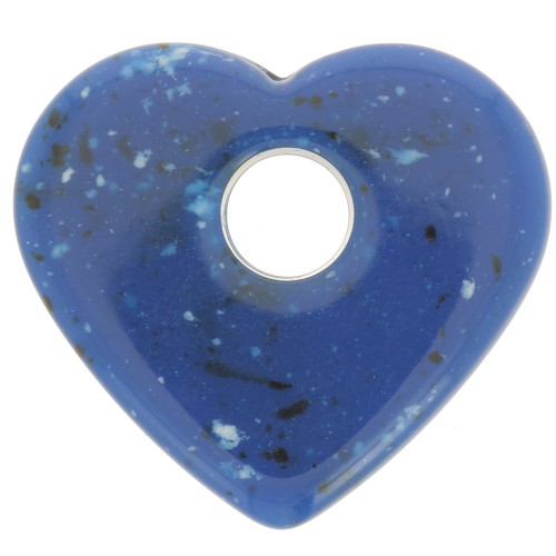 Colgante corazón acrílico opaco 27x30 mm - Granito azul oscuro x1