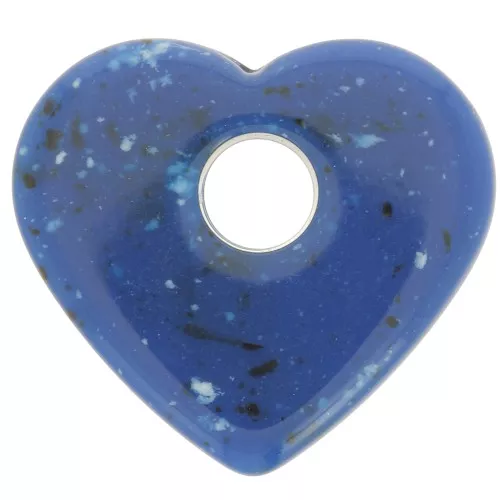 Colgante corazón acrílico opaco 27x30 mm - Granito azul oscuro x1