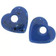 Colgante corazón acrílico opaco 27x30 mm - Granito azul oscuro x1