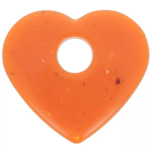 Colgante corazón acrílico translúcido 27x30 mm - Granito naranja x1