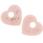 Colgante corazón acrílico translúcido 27x30 mm - Granito nude x1