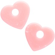 Colgante de corazón de acrílico translúcido, 27 x 30 mm - Rosa granito x1