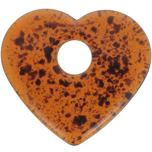 Colgante corazón acrílico transparente 27x30 mm - Ámbar moteado x1