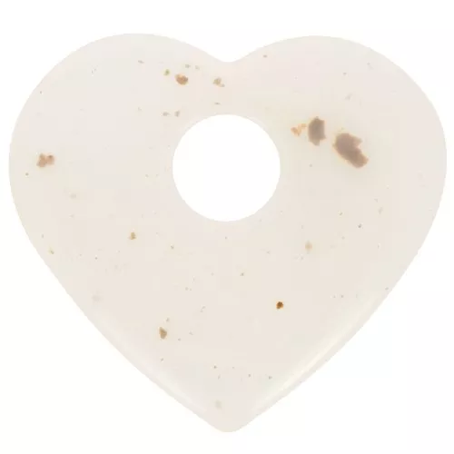 Colgante corazón acrílico transparente 27x30 mm - Blanco hueso moteado x1