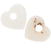 Colgante corazón acrílico transparente 27x30 mm - Blanco hueso moteado x1