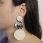 Ganchos pendientes acrílicos redondos de 20 mm - Carey - Marrón - Negro x2