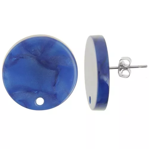 Ganchos pendientes redondos de 20 mm en acrílico opaco - Royal Blue Pearl x2