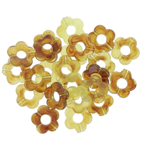 Cuentas acrílicas transparentes 14 mm - Marrón jaspeado x4