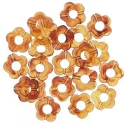 Perles fleur en résine transparente 14 mm - Marbré Ambre x4