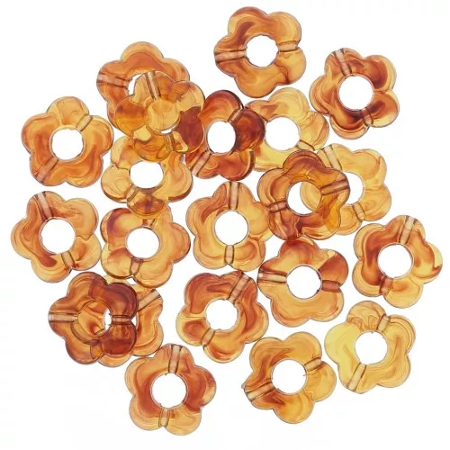 Cuentas flor de resina transparente 14 mm - Ámbar jaspeado x4