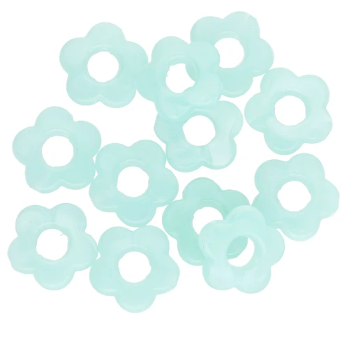 Cuentas acrílicas transparentes 14 mm - Turquesa jaspeado x4