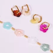 Cuentas acrílicas transparentes 14 mm - Turquesa jaspeado x4