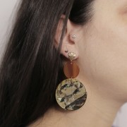 Inserto ovalado de acetato 22x20 mm - carey - marrón - negro x1