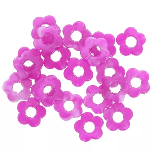 Cuentas flor de resina opaca 14 mm - Magenta jaspeado x4