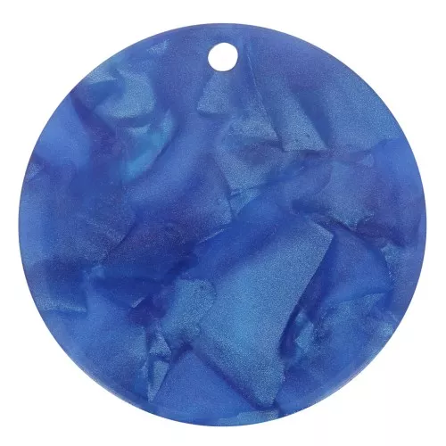 Colgante redondo de acetato transparente de 30 mm - Perla azul real x1
