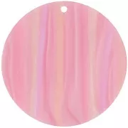 Colgante redondo de acetato opaco 40 mm - Striped Multi-Pink Pearl x1