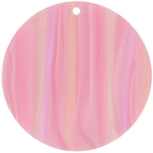 Colgante redondo de acetato opaco 40 mm - Striped Multi-Pink Pearl x1