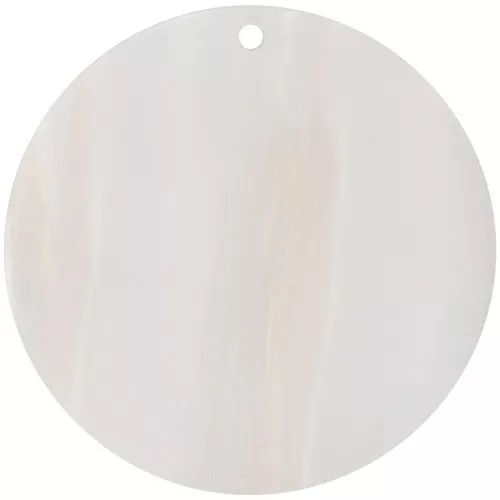 Colgante redondo de acetato opaco 40 mm - Striped Multi-White Pearl x1