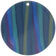 Colgante redondo de acetato opaco 40 mm - Striped Multi-blue Pearl x1