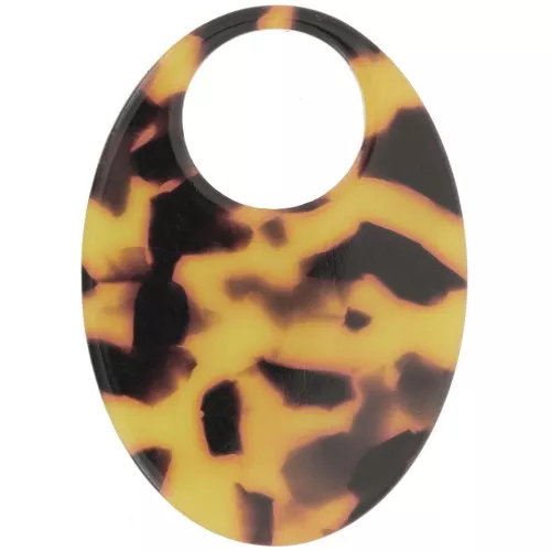 Colgante ovalado de acetato 45x32 mm - Carey - Marrón - Negro x1