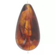 Perle poire en résine translucide 26x14 mm - Ambre marbré x1