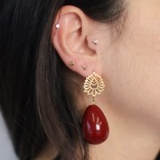 Cuenta de resina opaca pera 31x22 mm - Burdeos x1