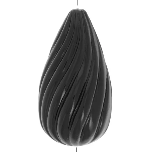 Cuenta pera retorcida de resina opaca 26x14 mm - Negra x1