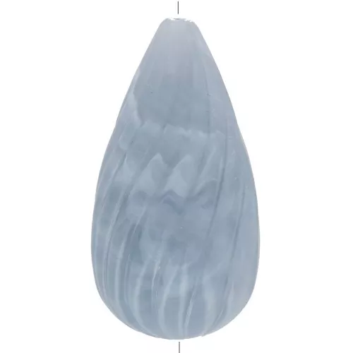 Cuenta pera retorcida de resina opaca 26x14 mm - Azul-gris jaspeado x1