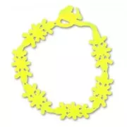 Pulsera macramé bordada flores pequeñas 14,5 mm Amarillo Flúor x1