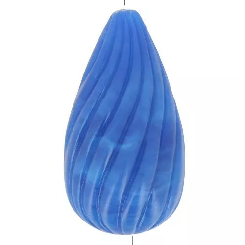 Cuenta pera retorcida de resina opaca 26x14 mm - Azul real jaspeado x1