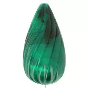 Cuenta pera retorcida de resina opaca 26x14 mm - Verde oscuro jaspeado x1