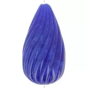 Cuentas - Cuenta pera retorcida de resina opaca 26x14 mm - Azul marino jaspeado x1 Cuenta pera retorcida de resina opaca 26x14 mm - Azul marino jaspeado x1