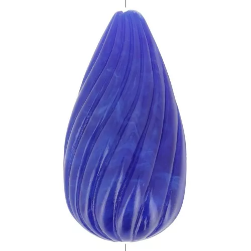 Cuenta pera retorcida de resina opaca 26x14 mm - Azul marino jaspeado x1