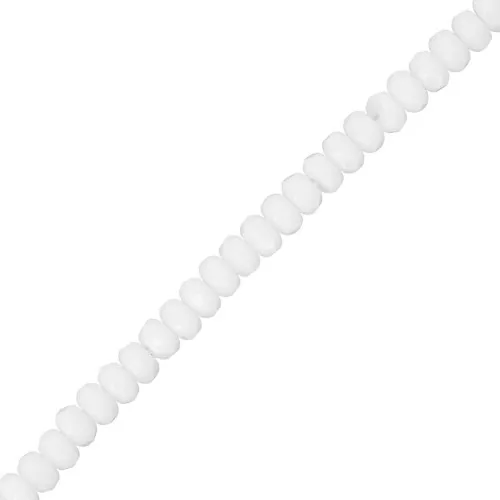 Cuentas facetadas redondas aplanadas 4x2,5 mm - Blanco opaco x12,5cm