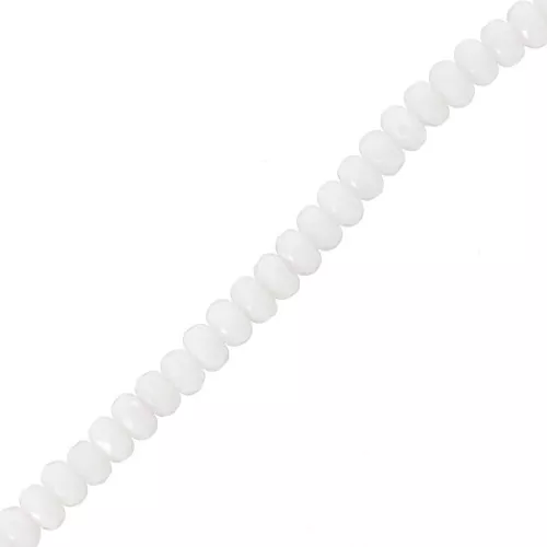 Cuentas facetadas redondas aplanadas 4x2,5 mm - Blanco opaco AB x12,5cm