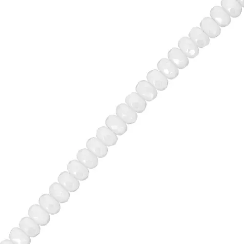 Cuentas facetadas redondas aplanadas 4x2,5 mm - Blanco Opaco Lustre x12,5cm