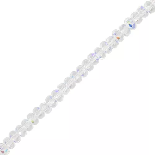 Cuentas facetadas redondas aplanadas 4x2,5 mm - Cristal AB x12,5cm