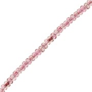 Cuentas facetadas redondas aplanadas 4x2,5 mm - Rosa Brillante x12,5cm