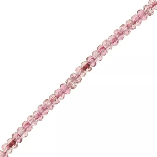 Cuentas facetadas redondas aplanadas 4x2,5 mm - Rosa Brillante x12,5cm