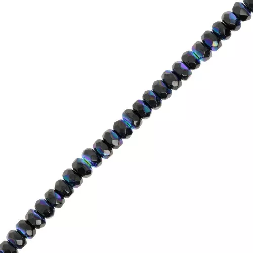 Cuentas facetadas redondas aplanadas 4x2,5 mm - Azabache AB x12,5cm