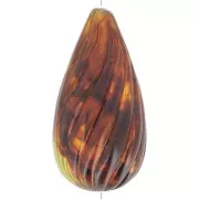 Perle poire torsadée en résine translucide 26x14 mm - Ambre marbré x1