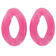 Eslabón ovalado trenzado de acrílico transparente 29,5x20 mm - Fucsia x1