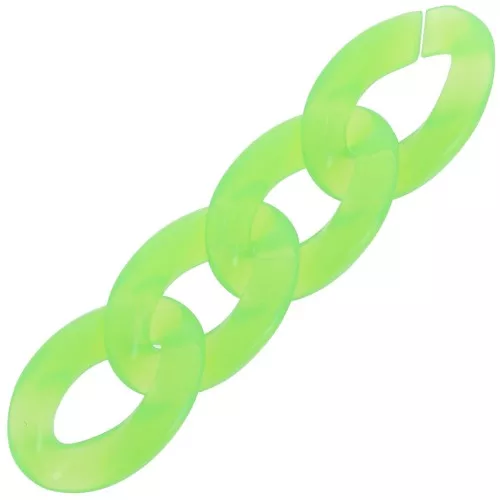 Eslabón ovalado trenzado de acrílico transparente 29,5x20 mm - Verde fluorescente x1